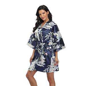 Womens Pure Short Silky Robes Bridesmaid Bride
