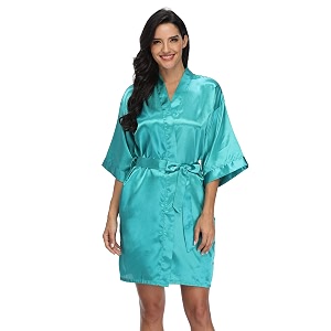 Womens Pure Short Silky Robes Bridesmaid Bride