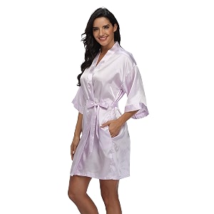 Womens Pure Short Silky Robes Bridesmaid Bride