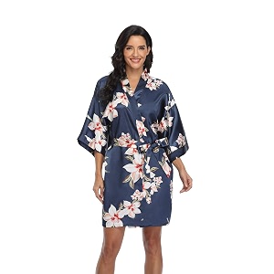 Womens Pure Short Silky Robes Bridesmaid Bride