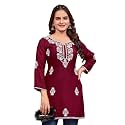 Women39s Rayon Chikankari Embroidered Short Kurti 