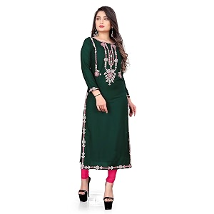 Womens Rayon Embroidered Straight Kurti Under 499