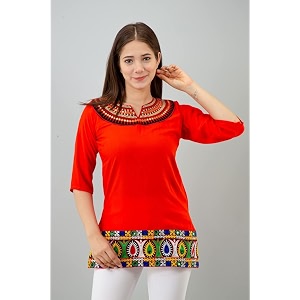 Womens Rayon Embroidery Work Short Top