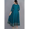 Women39s Rayon Golden Flroal Printed Anarkali Kurti