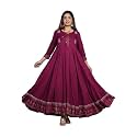 Women39s Rayon Golden Flroal Printed Anarkali Kurti