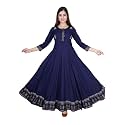Women39s Rayon Golden Flroal Printed Anarkali Kurti
