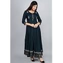 Women39s Rayon Golden Flroal Printed Anarkali Kurti