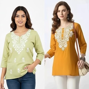 Womens Rayon Kashmiri Embroidered Short Kurti