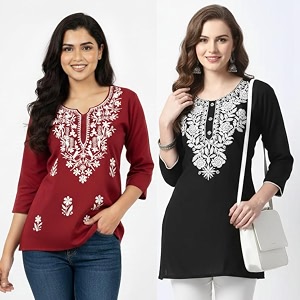 Womens Rayon Kashmiri Embroidered Short Kurti