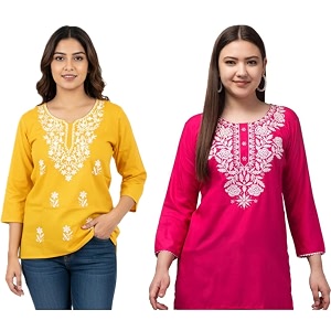 Womens Rayon Kashmiri Embroidered Short Kurti