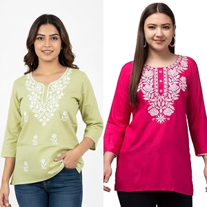 Womens Rayon Kashmiri Embroidered Short Kurti