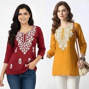 Womens Rayon Kashmiri Embroidered Short Kurti