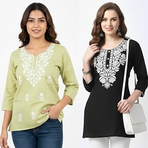 Womens Rayon Kashmiri Embroidered Short Kurti