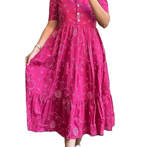 Womens Rayon A-Line Midi Dress Floral Print