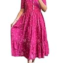 Women39s Rayon A-Line Midi Dress Floral Print