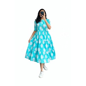 Womens Rayon Maxi Midi Dress Western Dress