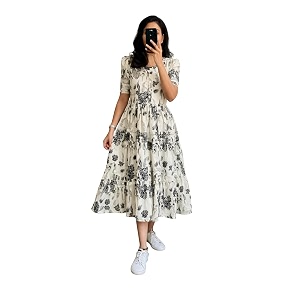 Womens Rayon Maxi Midi Dress Western Dress