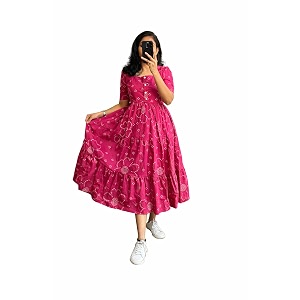 Womens Rayon Maxi Midi Dress Western Dress