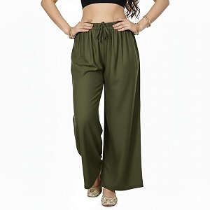 Womens Rayon Palazzo Pants Solid Color
