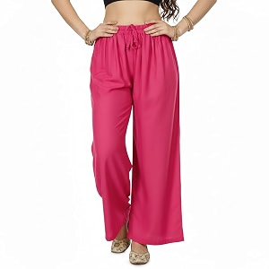 Womens Rayon Palazzo Pants Solid Color