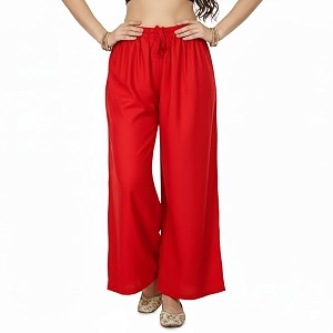 Womens Rayon Palazzo Pants Solid Color