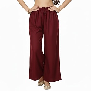 Womens Rayon Palazzo Pants Solid Color