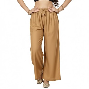 Womens Rayon Palazzo Pants Solid Color