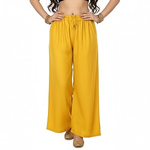 Womens Rayon Palazzo Pants Solid Color