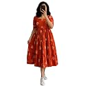 Women39s Rayon Printed A-Line Kurti Midi Dress