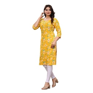 Womens Rayon Straight Kurta Flower Print