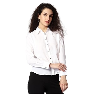 Womens Regular Fit Cotton Shirt with Collar