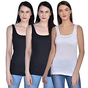 Womens Regular Fit Sleeveless Cotton Long Camisole