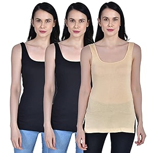 Womens Regular Fit Sleeveless Cotton Long Camisole