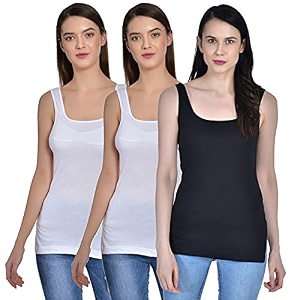 Womens Regular Fit Sleeveless Cotton Long Camisole
