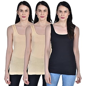 Womens Regular Fit Sleeveless Cotton Long Camisole