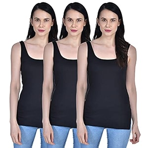 Womens Regular Fit Sleeveless Cotton Long Camisole