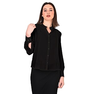 Womens Regular Fit Solid Pleated Cotton Blend