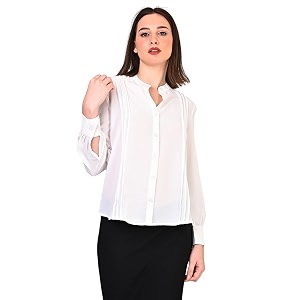 Womens Regular Fit Solid Pleated Cotton Blend