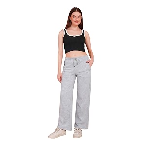 Womens Relaxed Fit Grey Trouser Straight Fits