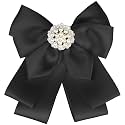 Women School Uniform Faux Ribbon Bowknot Pin Collar Necktie Bow