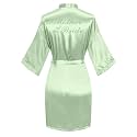 Women's Satin Robe Short Kimono for Bride &amp; Bridesmaid with Silver Rhinestones, Wedding Party Robes