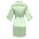 Women's Satin Robe Short Kimono for Bride &amp; Bridesmaid with Silver Rhinestones, Wedding Party Robes