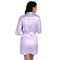 Women's Satin Robe Short Kimono for Bride &amp; Bridesmaid with Silver Rhinestones, Wedding Party Robes