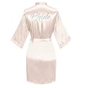 Women's Satin Robe Short Kimono for Bride &amp; Bridesmaid with Silver Rhinestones, Wedding Party Robes
