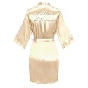 Women's Satin Robe Short Kimono for Bride &amp; Bridesmaid with Silver Rhinestones, Wedding Party Robes