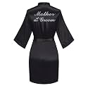 Women's Satin Robe Short Kimono for Bride &amp; Bridesmaid with Silver Rhinestones, Wedding Party Robes
