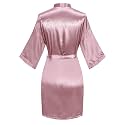 Women's Satin Robe Short Kimono for Bride &amp; Bridesmaid with Silver Rhinestones, Wedding Party Robes
