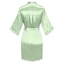 Women's Satin Robe Short Kimono for Bride &amp; Bridesmaid with Silver Rhinestones, Wedding Party Robes