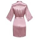 Women's Satin Robe Short Kimono for Bride &amp; Bridesmaid with Silver Rhinestones, Wedding Party Robes