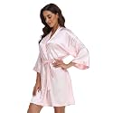 Women's Satin Robe Short Kimono for Bride &amp; Bridesmaid with Silver Rhinestones, Wedding Party Robes